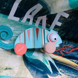 🦎Janod Pull Along Wooden Chameleon Tropik Wooden Toy 12M+ 🦎